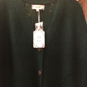 Emerald Green Button Down Cardigan  Sweater